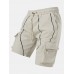 Men Contrast Lining Drawstring Elastic Waist Zip Pocket Mid Length Cargo Pants