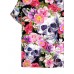 Men's Fashion Vintage Skull and Flower Print T-Shirt