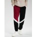 Men Corduroy Side Letter Ribbon Contrast Patchwork Casual Pants