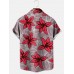 Big Lily Print Casual Short Sleeve Shirt