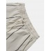 Men Contrast Lining Drawstring Elastic Waist Zip Pocket Mid Length Cargo Pants