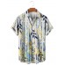 Men's Leaf Print Lapel Shirt 63455037X